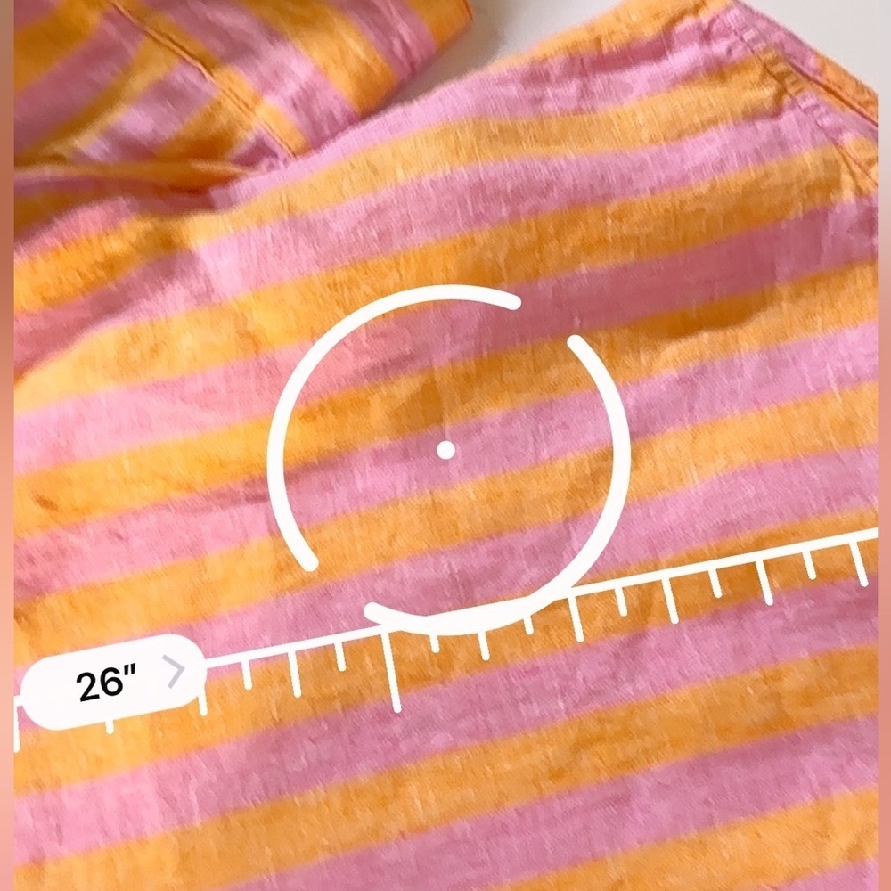 J. Crew 100% Linen Pink and Orange Striped Popover Shirt 3/4 Sleeves Size XS - Picture 12 of 13